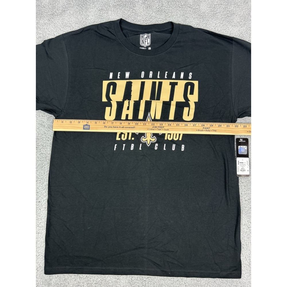 NFL Team Apparel New Orleans Saints Mens Size Large Graphic Tee Black Gold Shirt - Picture 6 of 8